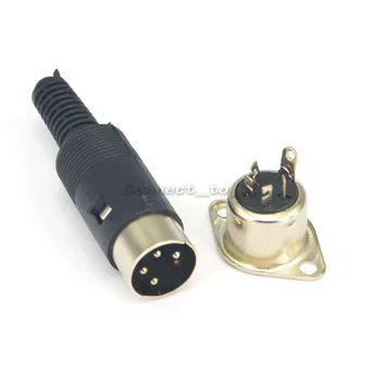 

100 Pcs 4 Pin DIN Plug to Female Jack 2 Hole Panel Mount Connector Adapter & DIN Plug Male Connector 4 Pin with Plastic Handle