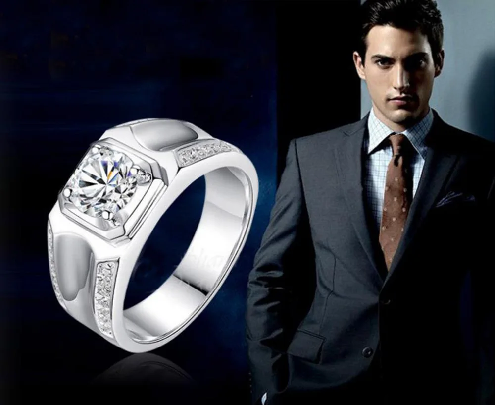 2019 YKNRBPH S925 Sterling Silver Open Diamond Ring Men's Luxury Weddings Ring Jewelry Gift