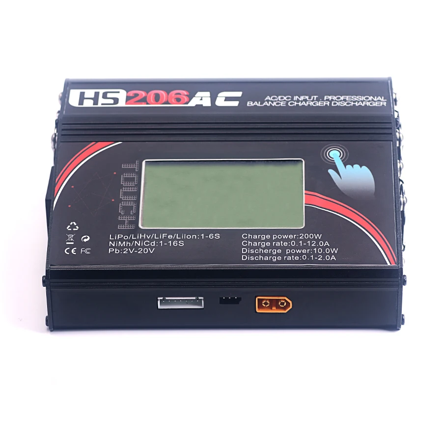 HS 206AC 200W 12A High Power Balance Charger Discharger Touch Screen for RC Helicopter Aircraft