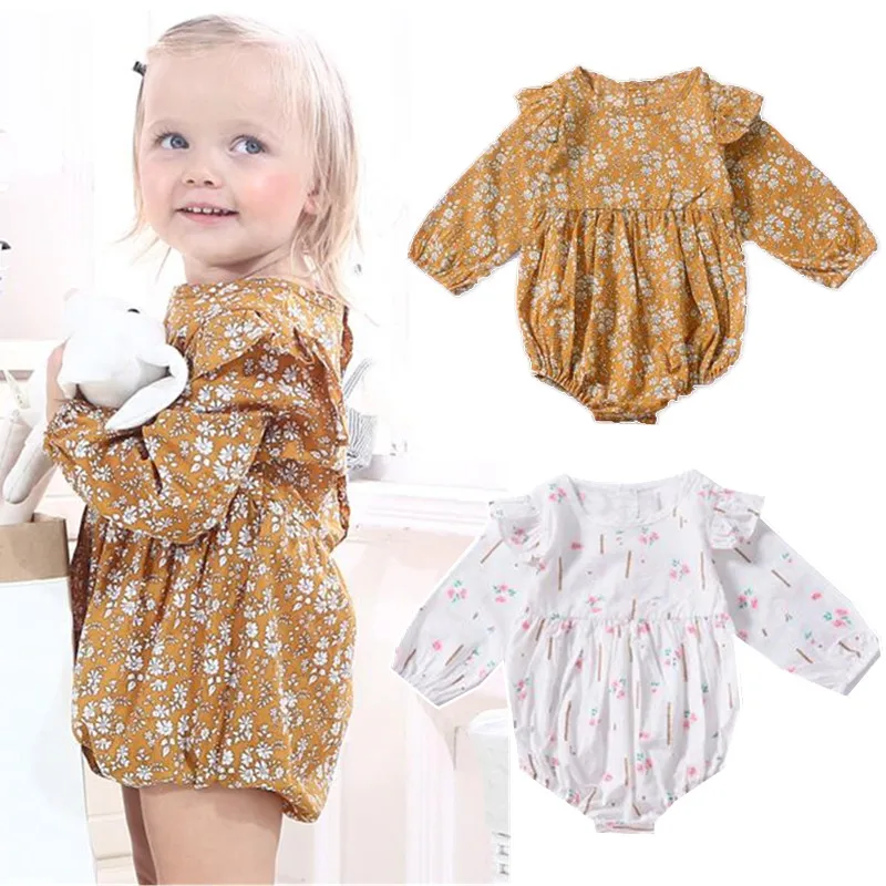 

Orangemom 2019 fashion Spring Autumn Newborn Baby Girl bodysuit Long Sleeve Toddler Kids Floral Jumpsuits