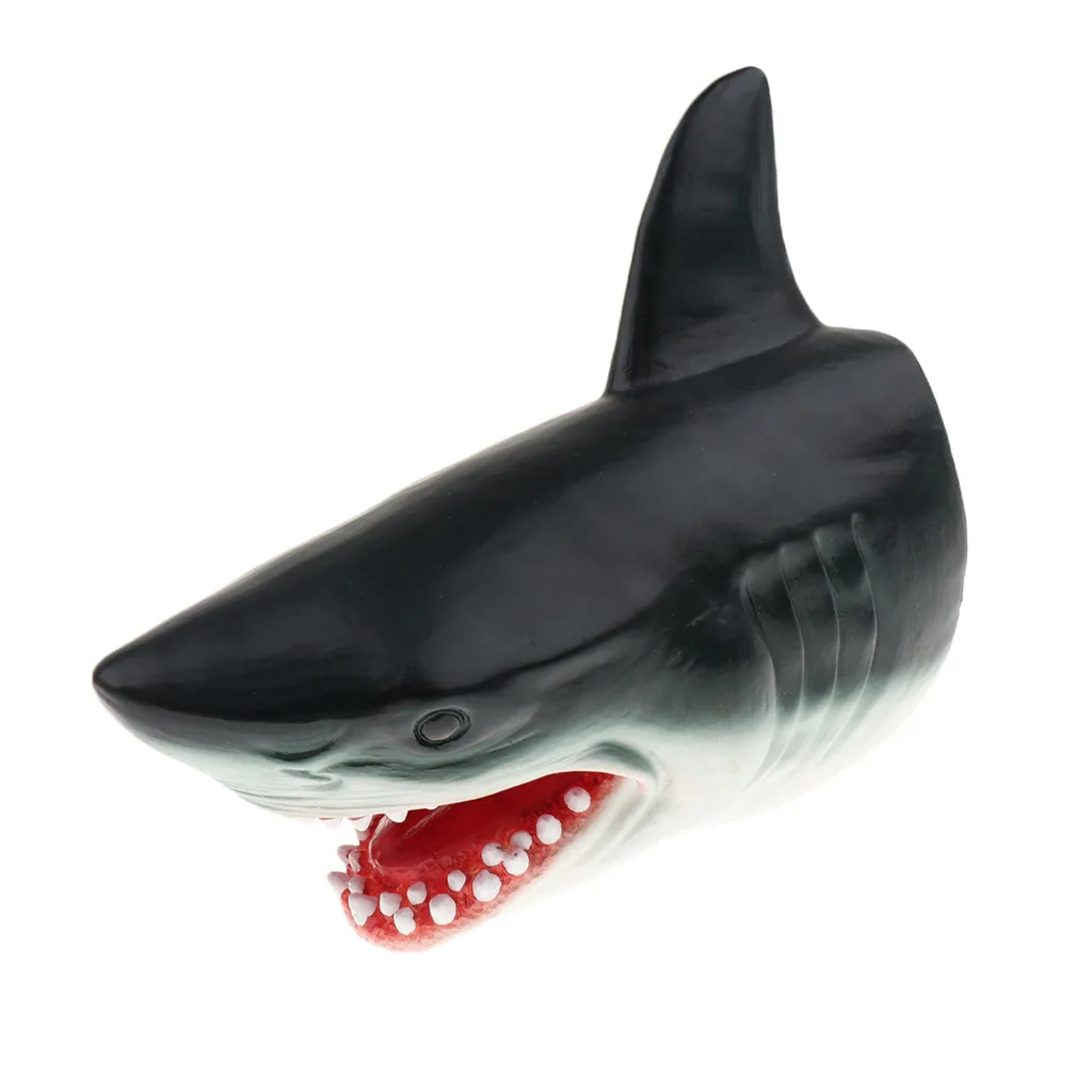 Shark Hand Puppet,Soft Rubber Realistic Ocean Animal Head Model Role Ply Toy for Kids, Halloween Party Toy Gift
