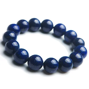 

Genuine Natural Lapis Lazuli Women Men Powerful Stretch Charm Round Beads Woman Bracelet Just One 14mm AAAAA