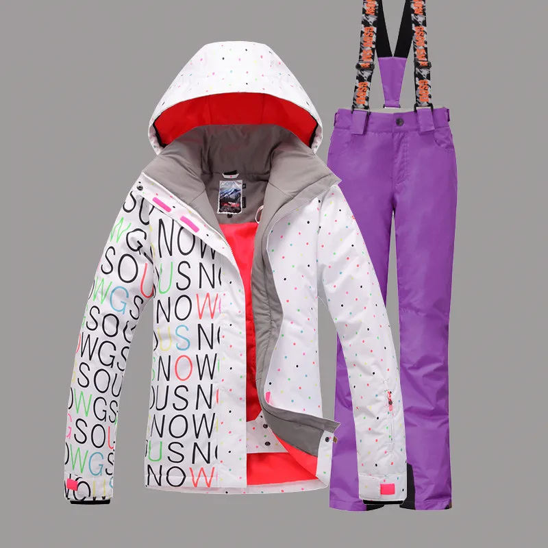 Стиль, женский лыжный костюм, зимняя одежда, Gsou, лыжная куртка+ штаны, костюм для сноуборда, комплект для велоспорта, альпинизма - Цвет: Color 3