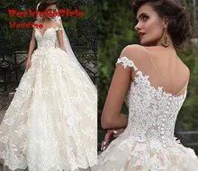 Hot Sale New White Lace Weeding Dresses 2017 Elegant Appliques Long Ball Gown Wedding Gowns Custom made Tulle vestido de noiva