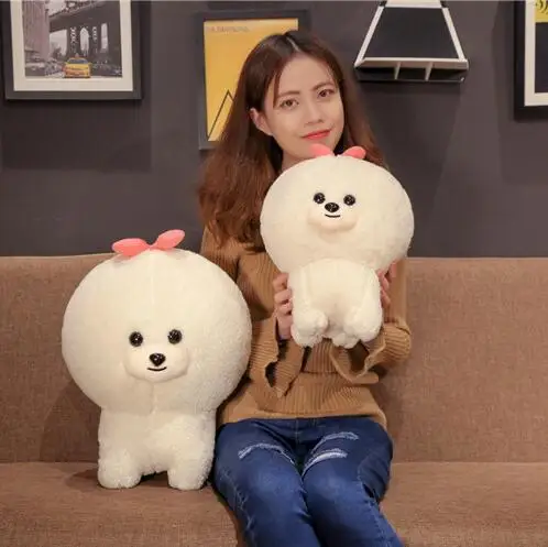 Игрушка плюшевая Bichon Dog Doll белая Померанская собака Детские креативные