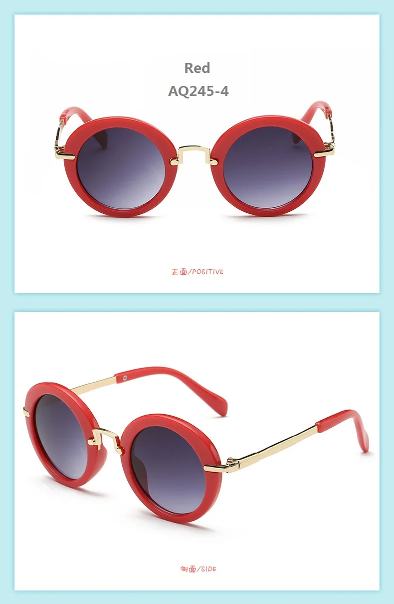 Модная детская круглая цветная Конфета для мальчиков и девочек, легкие удобные солнечные очки, брендовые Дизайнерские летние детские очки, UV400-Proof - Цвет линз: AQ245-C4