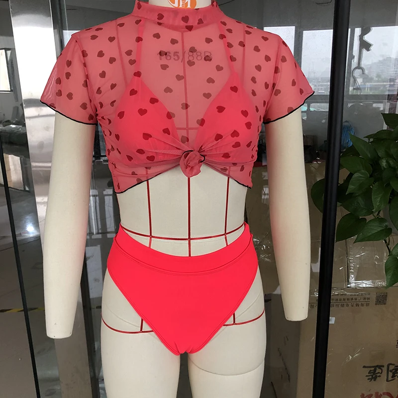 Купальник с высокой талией женский укороченный топ сексуальное бикини из 3