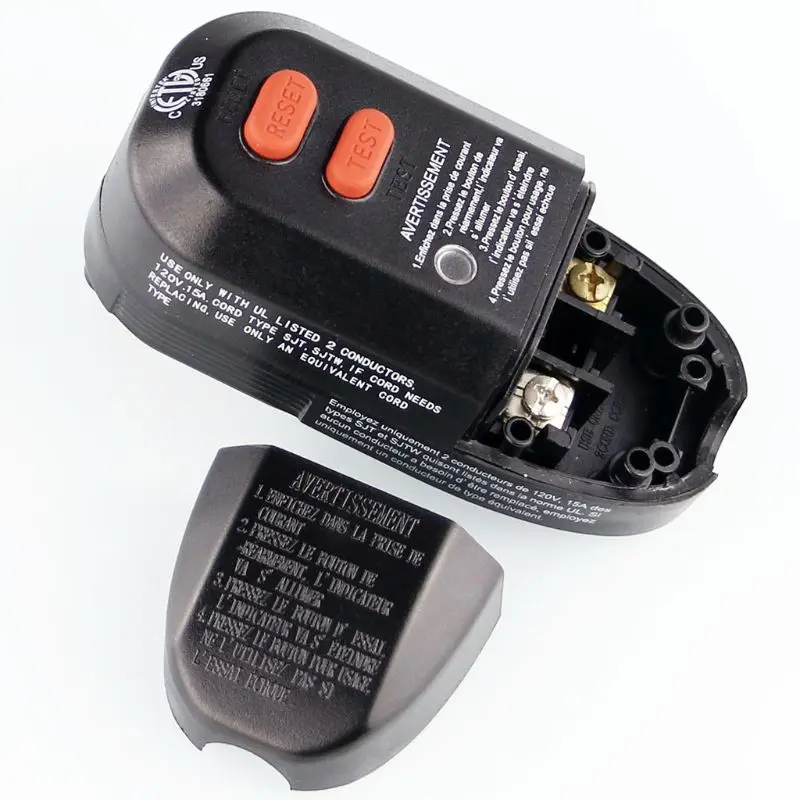 

15A GFCI AC Plug Replacements USA With Reset Circuit Protection Assemble 2-Prongs Wire Connection For Conditioner Heater