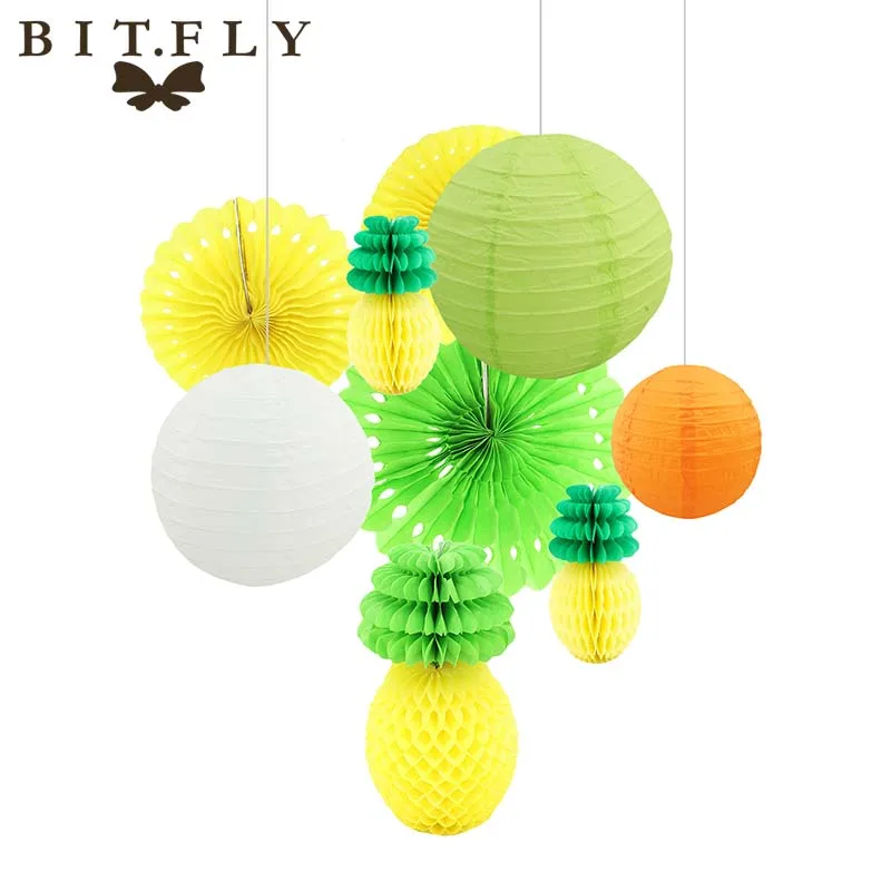 paper lantern Pineapple Balls paper fan flower for Hawaii