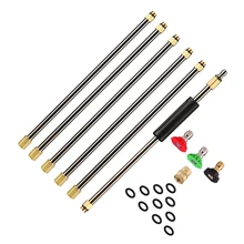6 Pcs Stainless Steel Pressure Washer Extension Wand, 7.5-Feet Replacement Lance, 1/4 Inch Quick Connect, 90 Inches In Total,4