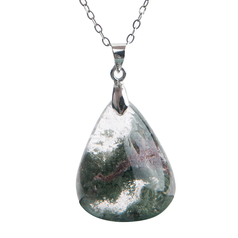 Genuine Water Drop Bijoux Pendant For Women Natural Stone Green Phantom