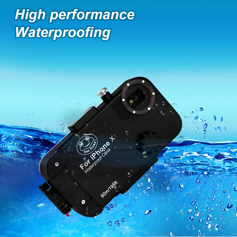 SeaFrogs 60 m/195ft Водонепроницаемый подводный чехол для iPhone X-черный