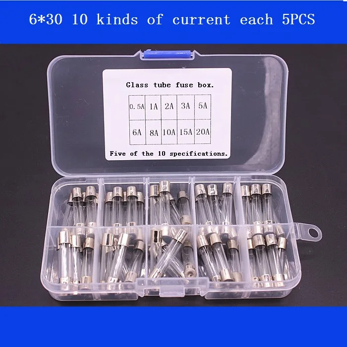 

Glass fuse box 5*20mm 6*30mm 0.5A~20A 250V fast fuse box.