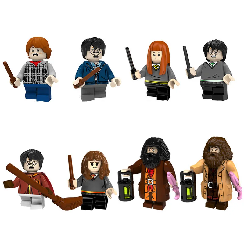 

8PCS Set Harri Potter Figure Set Hermione Ron Dumbledore Voldemort Snape Malfoy Model Building Blocks kits Brick Kids Child Toys