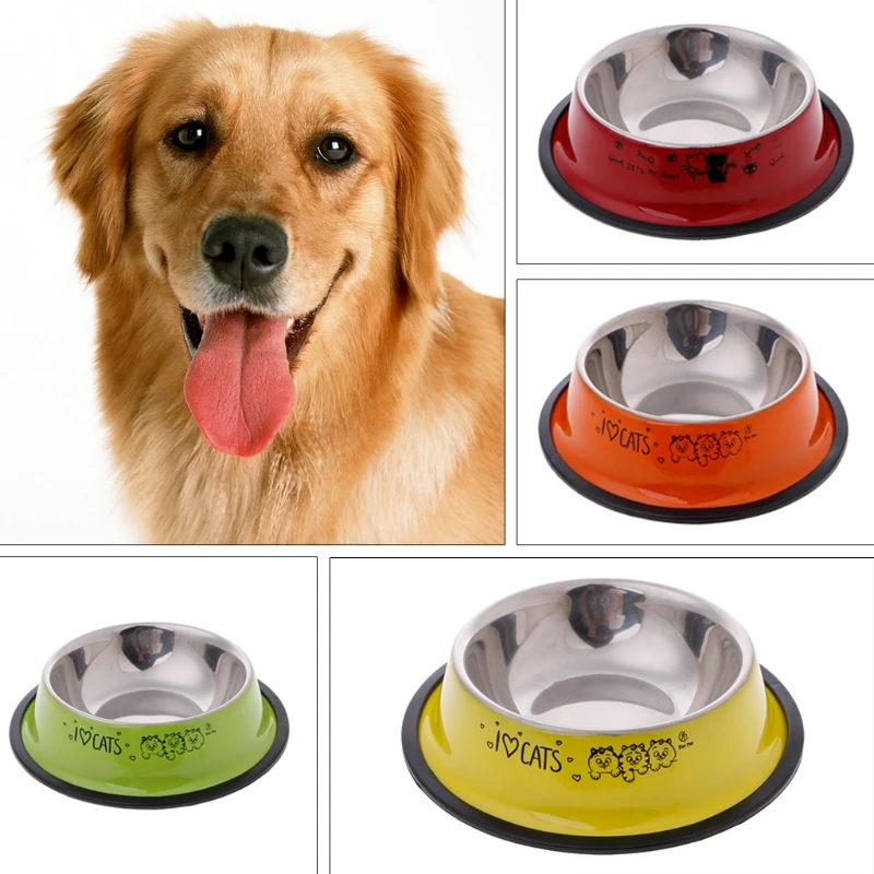 

Multi-color Anti-Skid Stainless Steel Cat Dog Food Water Bowl Pet Feeding Tool