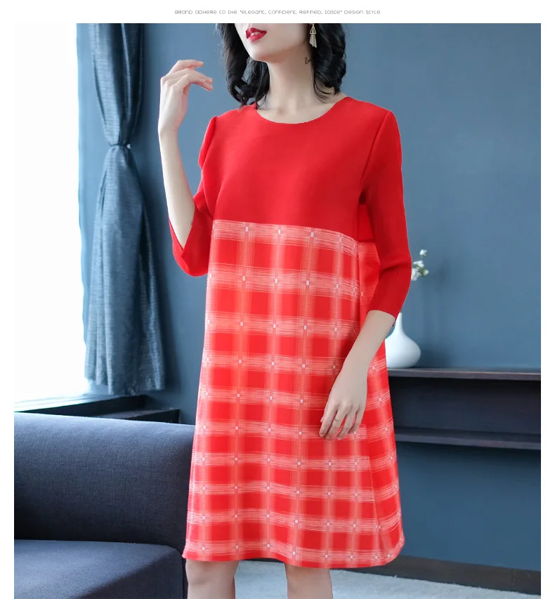 T Trimestre cou Patchwork Plis O Vente Chaude Plaid shirt Lâche kaki Noir Livraison rouge De Trois Gratuite Long EqBnzP
