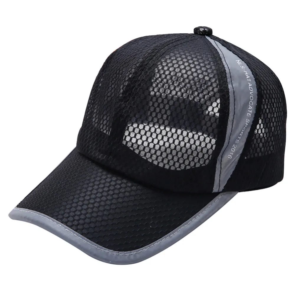 

Outdoor Sports Womens Mens Breathable Baseball Running Cap Snapback Hats Summer Adjustable Hat Clothing Accessories Black Noir