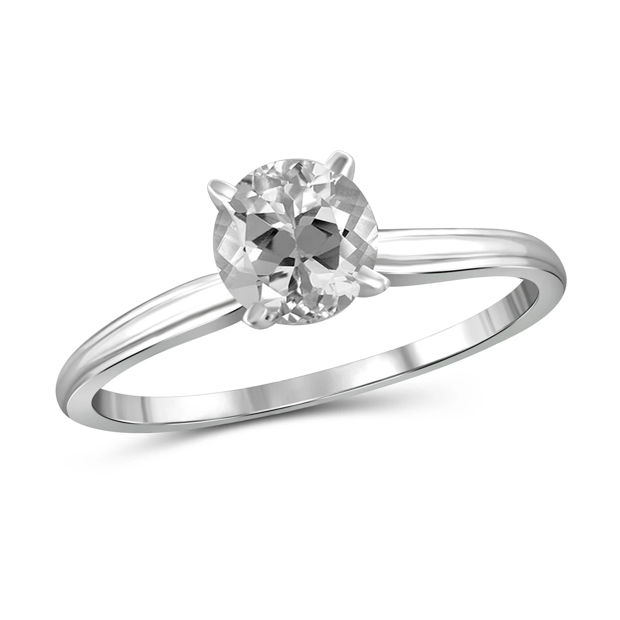 JewelonFire 1.00 Carat T.G.W. White Topaz Sterling Silver Solitaire Ring