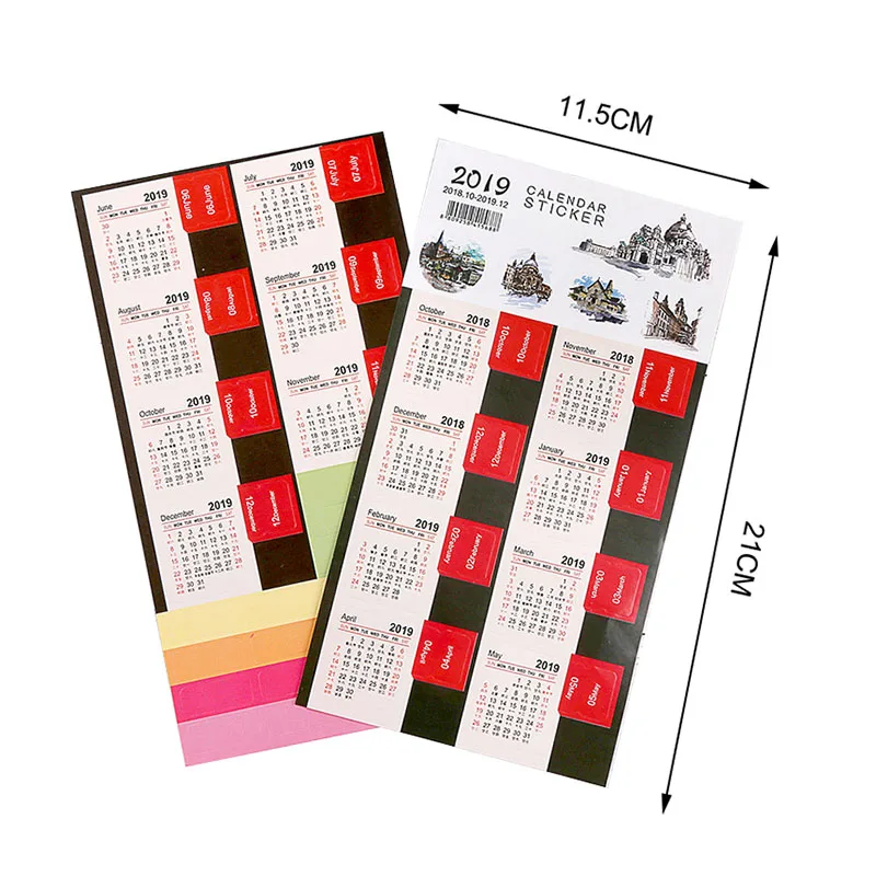 2 шт./упак.- календарь Симпатичный мини декоративные Стикеры s этикетка календарь органайзер для стикеров корейские канцелярские офисные Су - Цвет: Черный