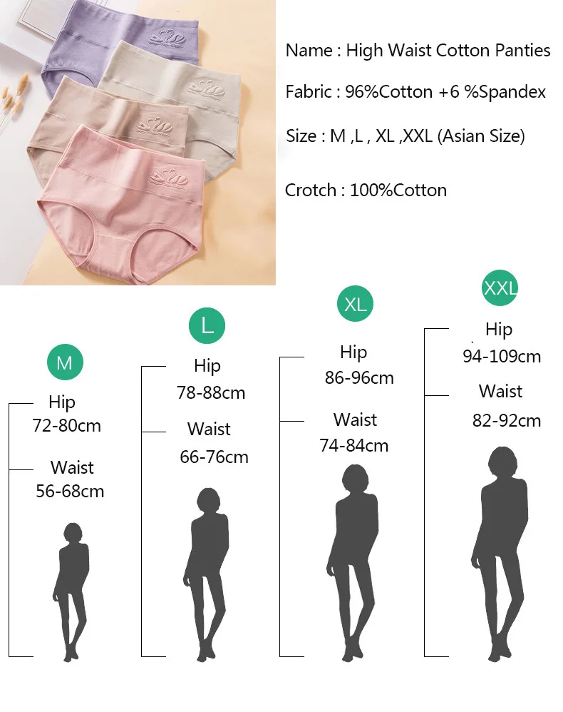 Plus Size 5XL 4Pcs/Set High Waist Panties Women Cotton Underwear Print Body Shaper Seamless Briefs Female Breathable  Lingerie plus size panties