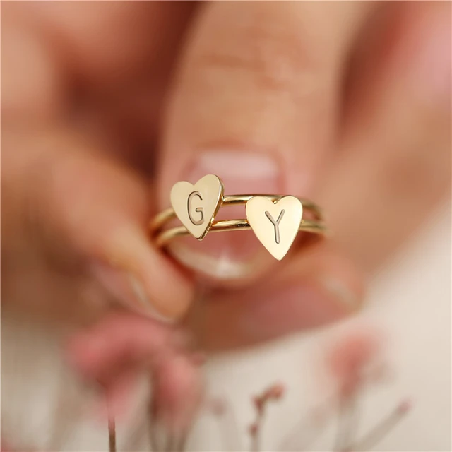 Kanak Jewels Kanak Jewels ILU A Letter Rings Silver Gold Adjustable  Valentine Latest American Diamond Freesize Adjustable Fancy Ring Love Heart  Initial Alphabet Rings for Girls Couple Girlfriend Women Ring Finger ring