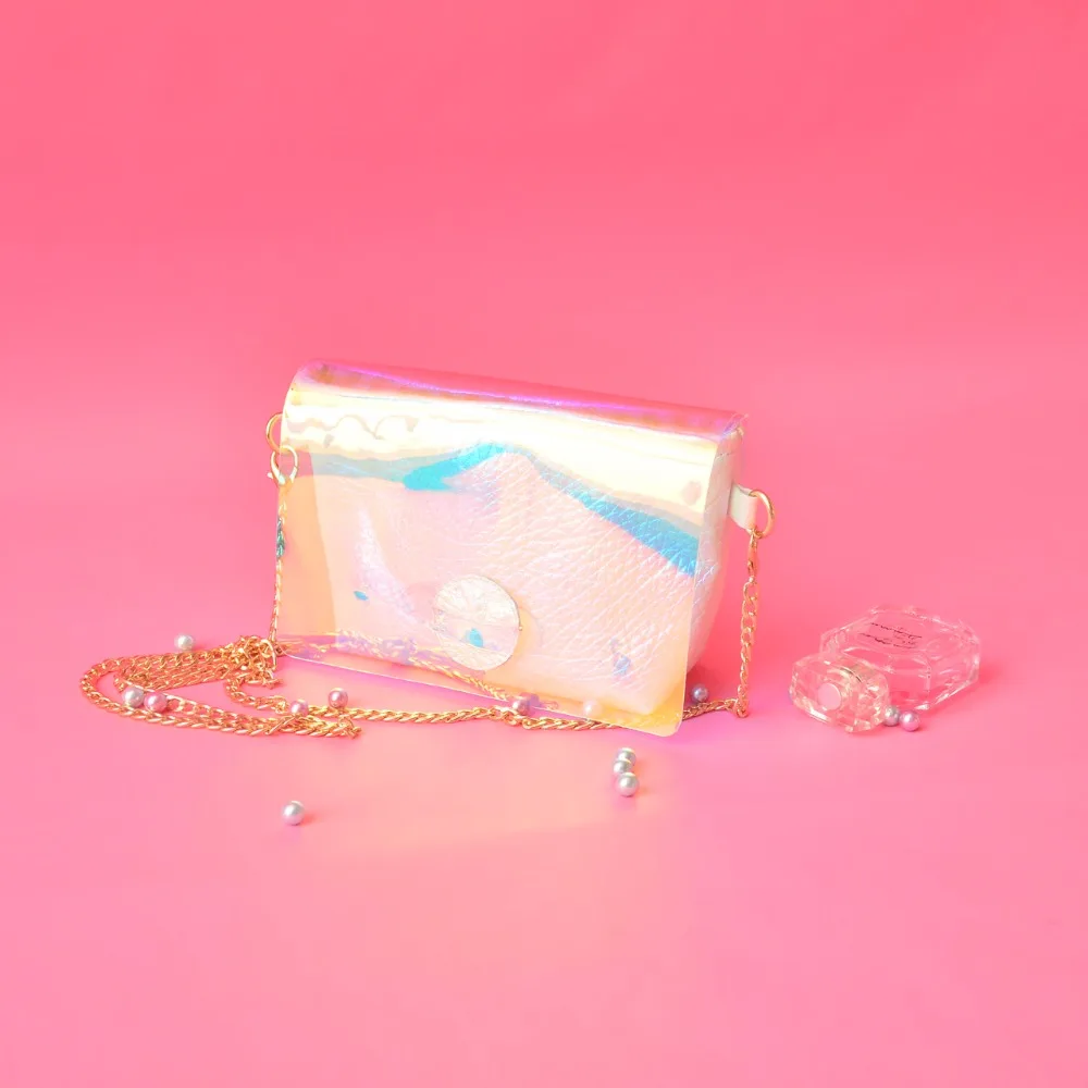 

Princess sweet lolita bag Original female chic laser slanting bag transparent bag female jelly kumayes casual fashion CC021