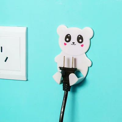 2pcs/lot Cartoon animal paste type electrical plug hanging socket plug finishing storage rack