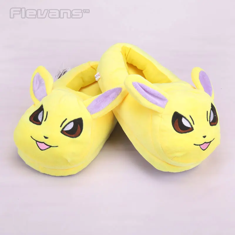 Аниме мультфильм Eevee Umbreon Sylveon Mudkip Snorlax Psyduck Плюшевые домашние шлепанцы для взрослых домашняя зимняя обувь мягкие игрушки куклы - Цвет: Jolteon