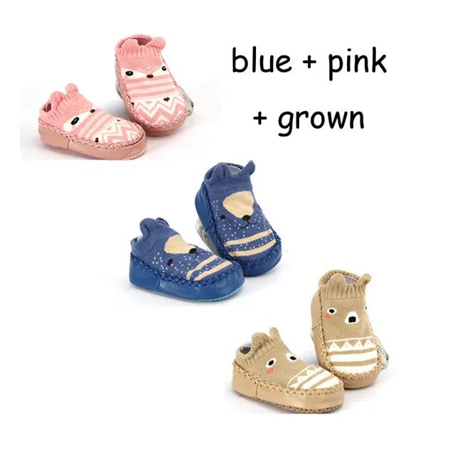 Детская обувь для малышей от 0 до 24 месяцев, мягкие дышащие носки-тапочки унисекс для новорожденных милые животные, 3 пары, обувь для маленьких девочек и мальчиков - Цвет: FW3009