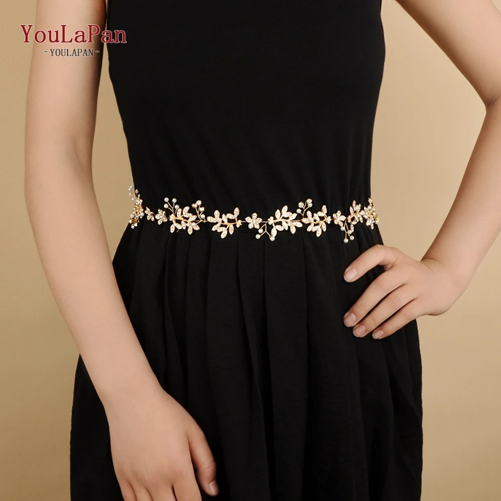 Youlapan Sh89 Golden Belts Wedding Belt Rhinestone Belt Diamond Wedding Sash Belts Gold Flower Bridal Belts With Pearls In Bridal Blets From Weddings Events On Aliexpress