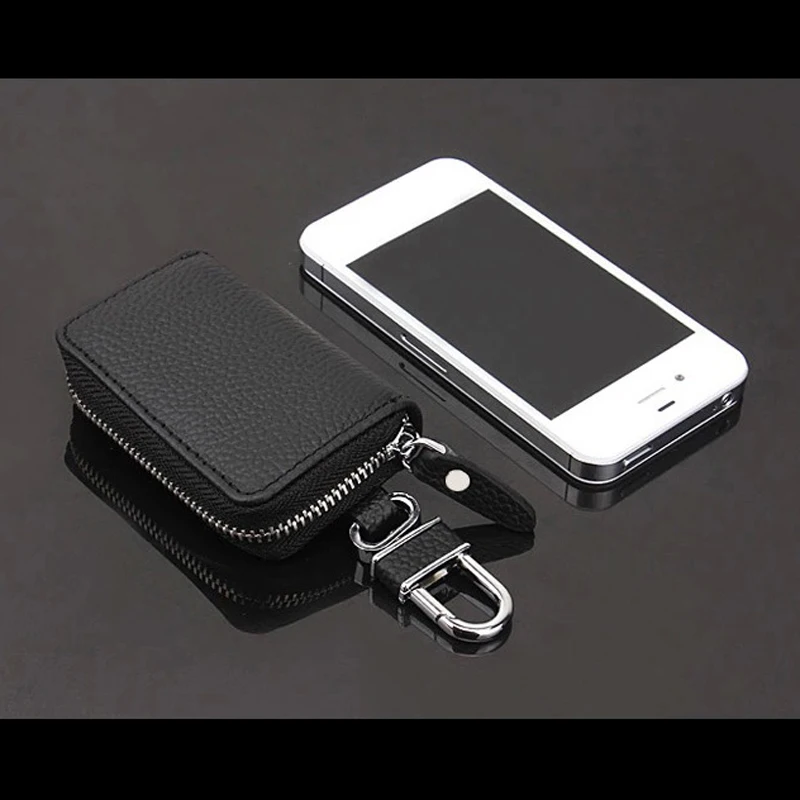 JX-LCLYL Universal Car PU Leather Smart Remote Key Chain Holder Fob Bag Case Cover