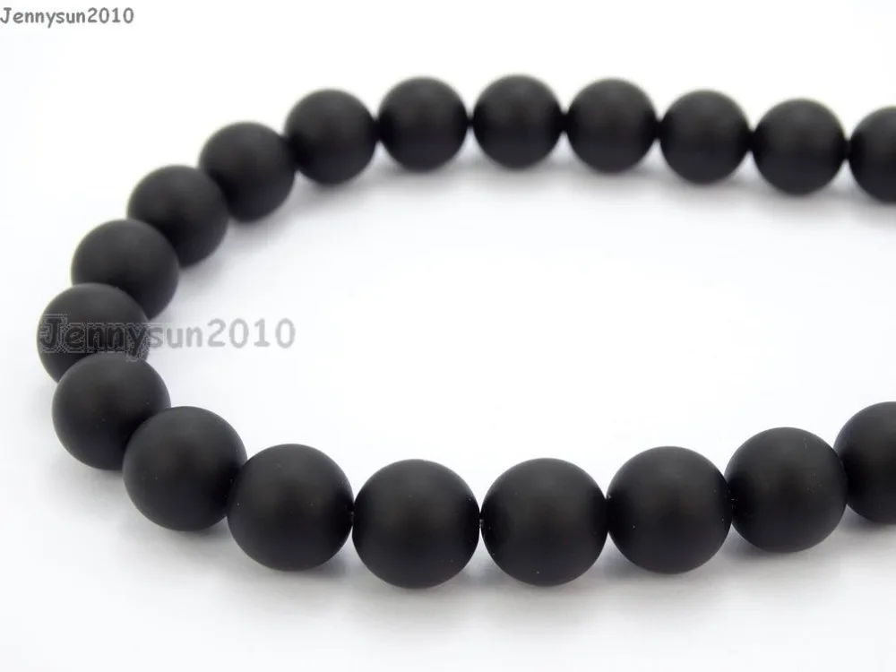 

Natural Matte Black Onyx 12mm Frosted Gems stones Round Ball Loose Spacer Beads 15'' 5 Strands/ Pack