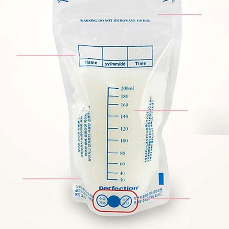 10 шт. 200 мл мультфильм хранение грудного молока мешок BPA-Free многоразовые герметичные дополнительные сумка для еды хранения груди контейнер для заморозки молока мешок