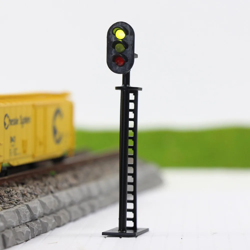 5PCS Model Railway 3 Light Block Signals G/Y/R HO Scale 6