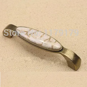 

128mm bronze kitchen cabinet handles Antique brass drawer dresser pulls 5" Marble vein ceramic vintage furniture door handles