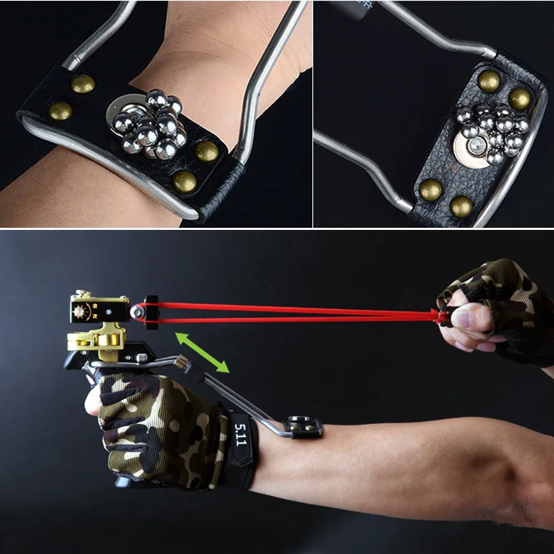 Professional Red Laser Slingshot Powerful Fishing Catapult Bow Stainless Steel  Slingshot Outdoor Hunting Tool Accessories (7)
