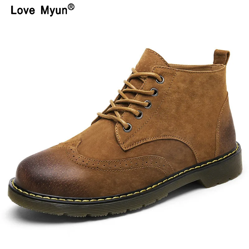 

Big Size Genuine Leather Men's Ankle Boots Autumn Winter Fashion Men Martin Boots Low-Cut High Quality Male Shoes Adult 2018 New
