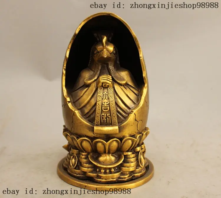 

China Refining bronze Copper Feng shui shell Cock Rooster Buddha Statue