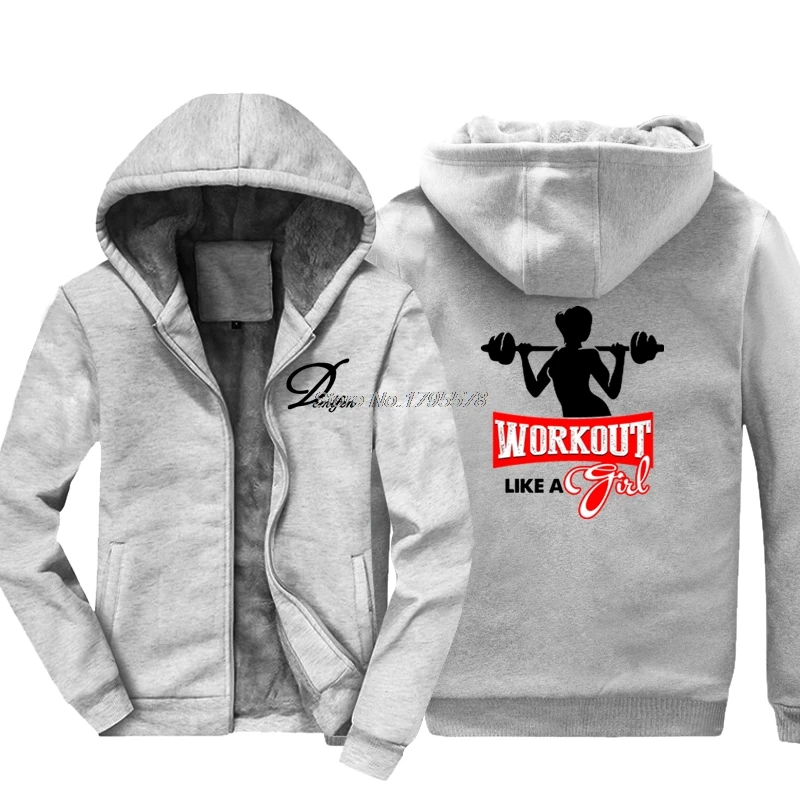Winter Fashion Hot Sale Men Sweatshirt Workout Like A Girl Gyms Work Out Exercise Hoodie Mens Gift Thicken Hoody Jacket Tops | Мужская