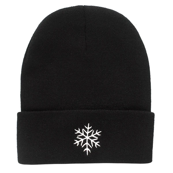 Осенне-зимние вязаные шапки для девочек, креативные шапочки, мужские шапки с вышивкой от снега и солнца, черные женские шапки Skullies Bonnet - Цвет: Snowflake