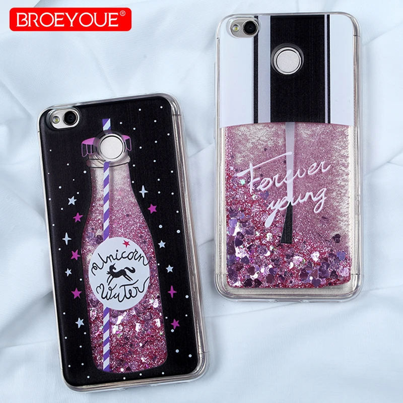 

BROEYOUE Pink Bling Quicksand Cover For Xiaomi 6X Redmi 4A 5A 4X S2 Note 5 Plus 5 4X 4 5Pro Love Heart Liquid Soft Phone Cases