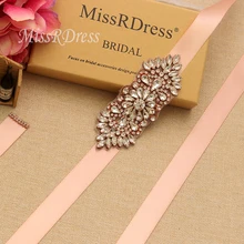 MissRDress Стразы Свадебный Пояс розовое золото Лента Свадебная со стразами ручной работы бисер пояс невесты лента для свадьбы платья JK887
