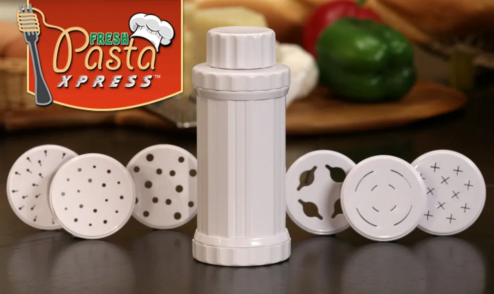 

New Fresh Pasta Express Cooks Spaghetti Maker Pasta Cook Tube Container Fast Easy Cook Cup With 6 Free Pasta Molds