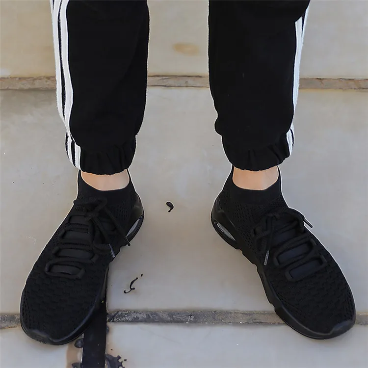 Мужские высокие беговые носки с воздушной подушкой, мужские белые вязаные спортивные ботинки, спортивные ботинки мужские спортивные кроссовки T655