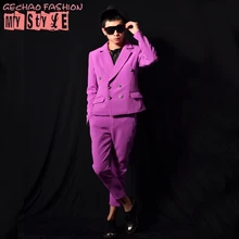 M-6X! Костюм певицы большого размера отличительный фиолетовый визуальный костюм с аксессуарами для сцены ночной бар
