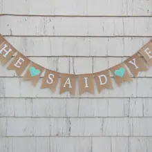 На заказ она утверждала да Свадебные мешковины баннеры любовь подметает свадебный душ помолвка вечерние тканевые гирлянды фото реквизит знаки