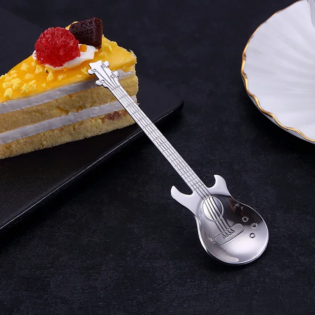 Special Price Behogar 4pcs Cute Guitar Style Spoon Set Stainless Steel Coffee Tea Mixing Teaspoon Sugar Yogurt Spoon for Home Office Party