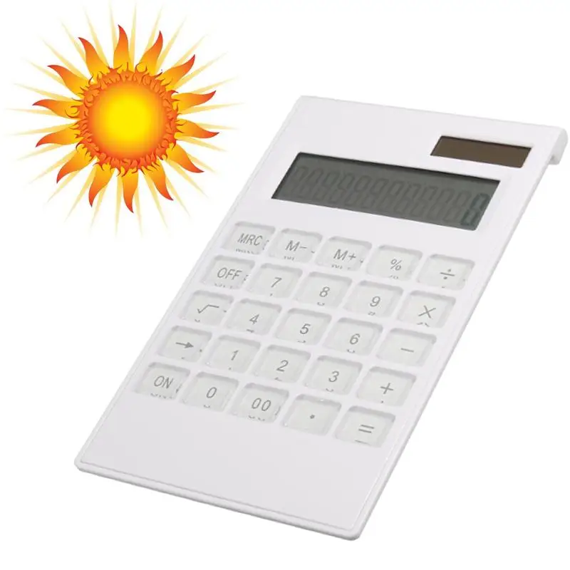 New Slim Portable 12 Digital Calculator Solar Power Energy Crystal Keyboard Battery Dual Power Electronic Calculator