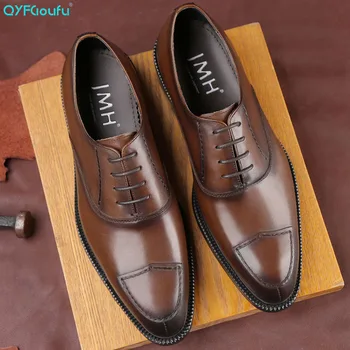 

QYFCIOUFU 2019 Brand Italian Mens Formal Shoes Genuine Leather Comfortable High Quality Wedding Shoes Men Luxury Dress Shoes