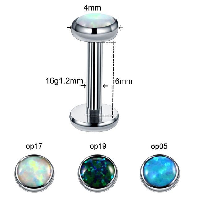 Titanium Labret Nostril Vagina CBR Piercings Opal Ear Septum Helix Cartilage Opal BCR Piercings Micro Dermal Anchor Jewelry